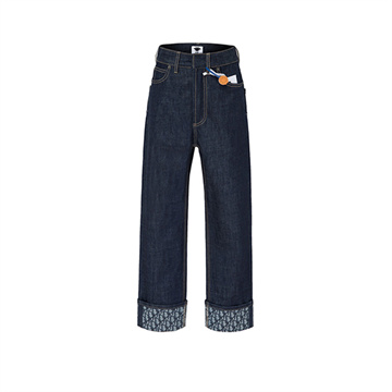 9a+ quality christian dior oblique print rolled cuff jeans